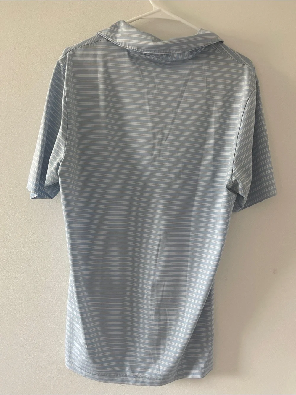 Men's Light Blue Adidas Striped Polo Shirt